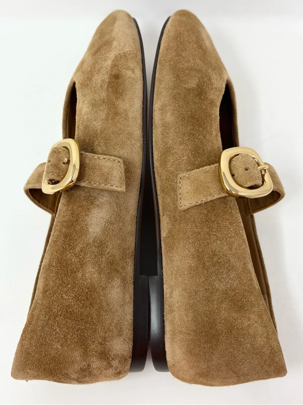 Madewell The Remy Mary Jane Flats Dried Acorn Brown Suede Gold Buckle Size 6